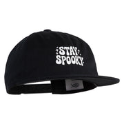 Stay Spooky Embroidered Unconstructed High Profile Cotton Flat Bill Cap - Black OSFM