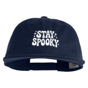 Stay Spooky Embroidered Unconstructed High Profile Cotton Flat Bill Cap - Navy OSFM
