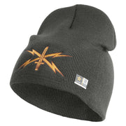 U.S. Army Cyber Corps Symbol Embroidered 8 Inch Solid Knit Short Beanie Made in USA - Charcoal OSFM