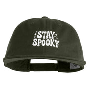 Stay Spooky Embroidered Unconstructed High Profile Cotton Flat Bill Cap - Olive OSFM