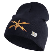 U.S. Army Cyber Corps Symbol Embroidered 8 Inch Solid Knit Short Beanie Made in USA - Navy OSFM