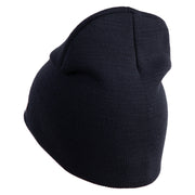 U.S. Army Cyber Corps Symbol Embroidered 8 Inch Solid Knit Short Beanie Made in USA - Navy OSFM