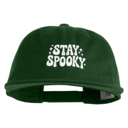 Stay Spooky Embroidered Unconstructed High Profile Cotton Flat Bill Cap - Hunter Green OSFM
