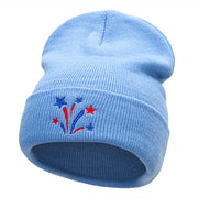 Fireworks Stars Embroidered 12 Inch Long Knitted Beanie