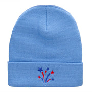 Fireworks Stars Embroidered 12 Inch Long Knitted Beanie