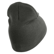 U.S. Army Special Forces Symbol Embroidered 8 Inch Solid Knit Short Beanie Made in USA - Charcoal OSFM