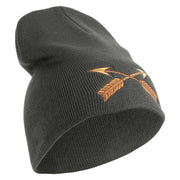 U.S. Army Special Forces Symbol Embroidered 8 Inch Solid Knit Short Beanie Made in USA - Charcoal OSFM