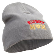 Rugby Mom Embroidered 8 inch Acrylic Short Beanie - Grey OSFM