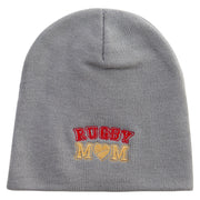 Rugby Mom Embroidered 8 inch Acrylic Short Beanie - Grey OSFM