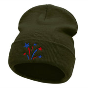 Fireworks Stars Embroidered 12 Inch Long Knitted Beanie