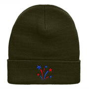 Fireworks Stars Embroidered 12 Inch Long Knitted Beanie