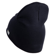 U.S. Army Special Forces Symbol Embroidered 8 Inch Solid Knit Short Beanie Made in USA - Navy OSFM