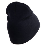 U.S. Army Special Forces Symbol Embroidered 8 Inch Solid Knit Short Beanie Made in USA - Navy OSFM