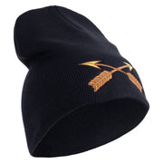 U.S. Army Special Forces Symbol Embroidered 8 Inch Solid Knit Short Beanie Made in USA - Navy OSFM