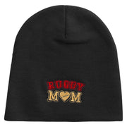 Rugby Mom Embroidered 8 inch Acrylic Short Beanie - Black OSFM