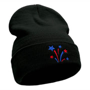 Fireworks Stars Embroidered 12 Inch Long Knitted Beanie