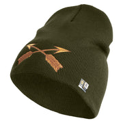 U.S. Army Special Forces Symbol Embroidered 8 Inch Solid Knit Short Beanie Made in USA - Olive OSFM