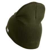 U.S. Army Special Forces Symbol Embroidered 8 Inch Solid Knit Short Beanie Made in USA - Olive OSFM