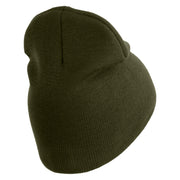 U.S. Army Special Forces Symbol Embroidered 8 Inch Solid Knit Short Beanie Made in USA - Olive OSFM