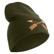 U.S. Army Special Forces Symbol Embroidered 8 Inch Solid Knit Short Beanie Made in USA - Olive OSFM