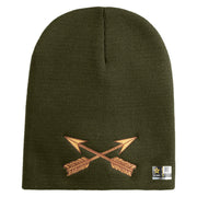 U.S. Army Special Forces Symbol Embroidered 8 Inch Solid Knit Short Beanie Made in USA - Olive OSFM