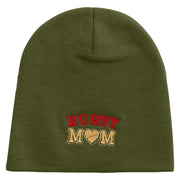 Rugby Mom Embroidered 8 inch Acrylic Short Beanie - Olive OSFM