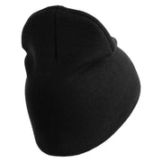 U.S. Army Special Forces Symbol Embroidered 8 Inch Solid Knit Short Beanie Made in USA - Black OSFM