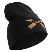 U.S. Army Special Forces Symbol Embroidered 8 Inch Solid Knit Short Beanie Made in USA - Black OSFM