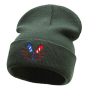 Firework Celebration Embroidered 12 Inch Long Knitted Beanie