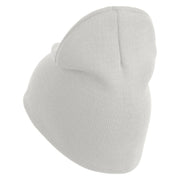 U.S. Army Aviation Symbol Embroidered 8 Inch Solid Knit Short Beanie Made in USA - White OSFM