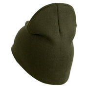 U.S. Army Aviation Symbol Embroidered 8 Inch Solid Knit Short Beanie Made in USA - Olive OSFM