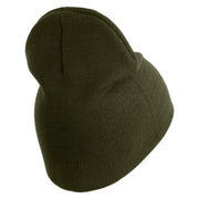 U.S. Army Aviation Symbol Embroidered 8 Inch Solid Knit Short Beanie Made in USA - Olive OSFM