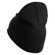 U.S. Army Aviation Symbol Embroidered 8 Inch Solid Knit Short Beanie Made in USA - Black OSFM