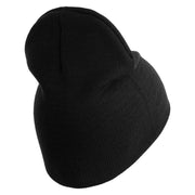 U.S. Army Aviation Symbol Embroidered 8 Inch Solid Knit Short Beanie Made in USA - Black OSFM