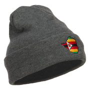 Zimbabwe Flag Map Embroidered Long Beanie