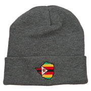 Zimbabwe Flag Map Embroidered Long Beanie