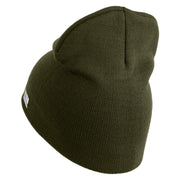 U.S. Army 1st Armored Division  Symbol Embroidered 8 Inch Solid Knit Short Beanie Made in USA - Olive OSFM