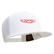 Baseball Wing Embroidered 5 Panel Mesh Trucker Snapback Cap