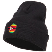 Zimbabwe Flag Map Embroidered Long Beanie