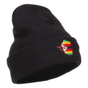 Zimbabwe Flag Map Embroidered Long Beanie