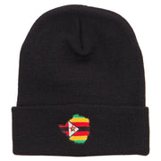 Zimbabwe Flag Map Embroidered Long Beanie