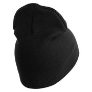 U.S. Army 1st Armored Division  Symbol Embroidered 8 Inch Solid Knit Short Beanie Made in USA - Black OSFM