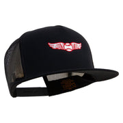 Baseball Wing Embroidered 5 Panel Mesh Trucker Snapback Cap