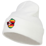 Zimbabwe Flag Map Embroidered Long Beanie