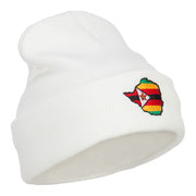 Zimbabwe Flag Map Embroidered Long Beanie