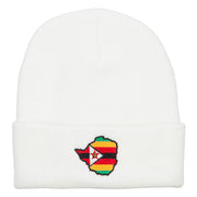 Zimbabwe Flag Map Embroidered Long Beanie