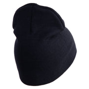 U.S. Army 1st Armored Division  Symbol Embroidered 8 Inch Solid Knit Short Beanie Made in USA - Navy OSFM