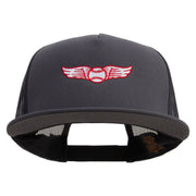 Baseball Wing Embroidered 5 Panel Mesh Trucker Snapback Cap