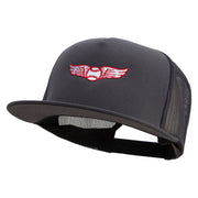 Baseball Wing Embroidered 5 Panel Mesh Trucker Snapback Cap