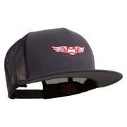 Baseball Wing Embroidered 5 Panel Mesh Trucker Snapback Cap